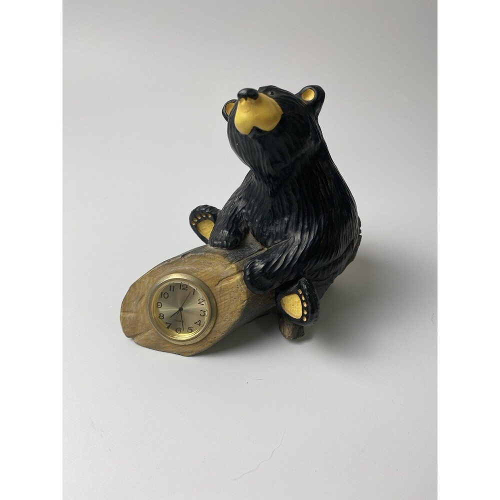 Bear foots Jeff Fleming Big Sky Carvers Black Bear Log Desk Clock Figurine